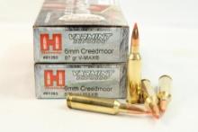 Two boxes of Hornady Varmint 6mm Creedmoor 87 gr V-Max. Count 40.