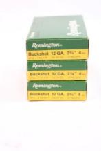 Three boxes of Remington 12 ga #4 Buck. Count 15.
