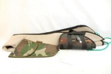 Rifle bag, unpadded pistol case and a padded small pistol case