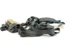 Six nylon gun slings and one military helmet sweatband