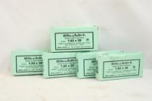 Five boxes of Sellier & Bellot 7.62X39 ammo, 100 rounds