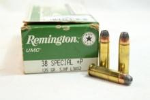 Partial box of Remington .38 Special +P 125 gr SJHP, 25 count