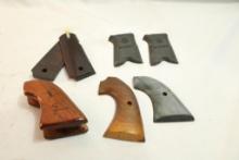 Two sets of wood pistol grips and 4 grip sides with no match
