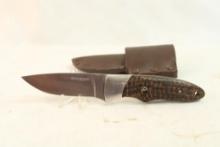 Boker Magnum fixed blade knife with leather sheath and 4" blade