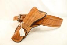 Leather basketweave belt and holster, nice