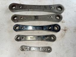 SET OF 5 SEARS CRAFTSMAN RATCHETING WRENCHES