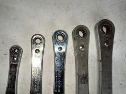 SET OF 5 SEARS CRAFTSMAN RATCHETING WRENCHES