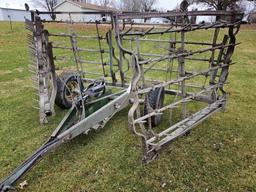 John Deere 4 section Harrow on hyd cart