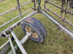 John Deere 4 section Harrow on hyd cart