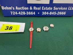 4 CHARACTER WATCHES PARTS OR REPAIR- BRADLEY BALLERINA-MICKEY MOUSE- CINDER
