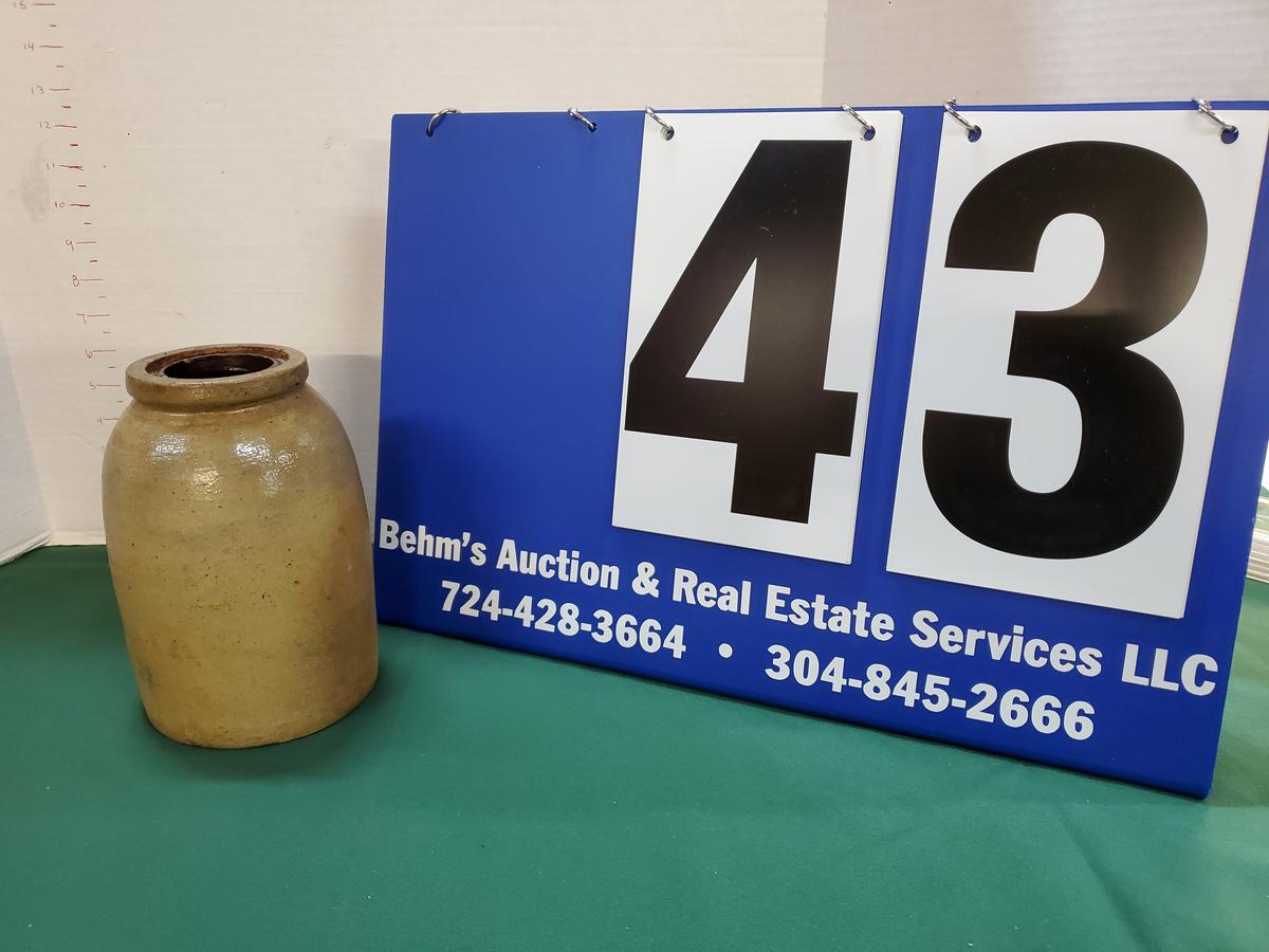 UNMARKED STONE WARE JAR - 8.5"H X 5"W