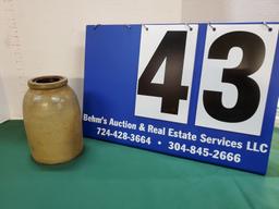 UNMARKED STONE WARE JAR - 8.5"H X 5"W