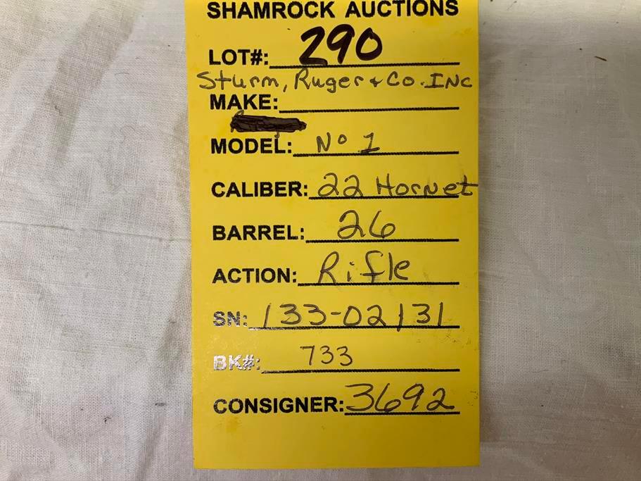 Ruger, NO 1, 22 Hornet, sn: 133-02131, 26" brl, rifle, studs