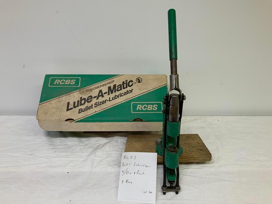 RCBS bullet lube-sizer with die and punch and box