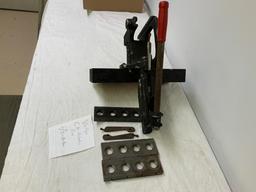 Vintage CH reloading press with 3 die bars, will ship without wood