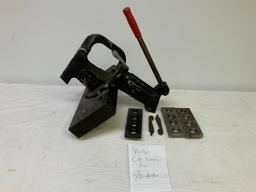 Vintage CH reloading press with 3 die bars, will ship without wood
