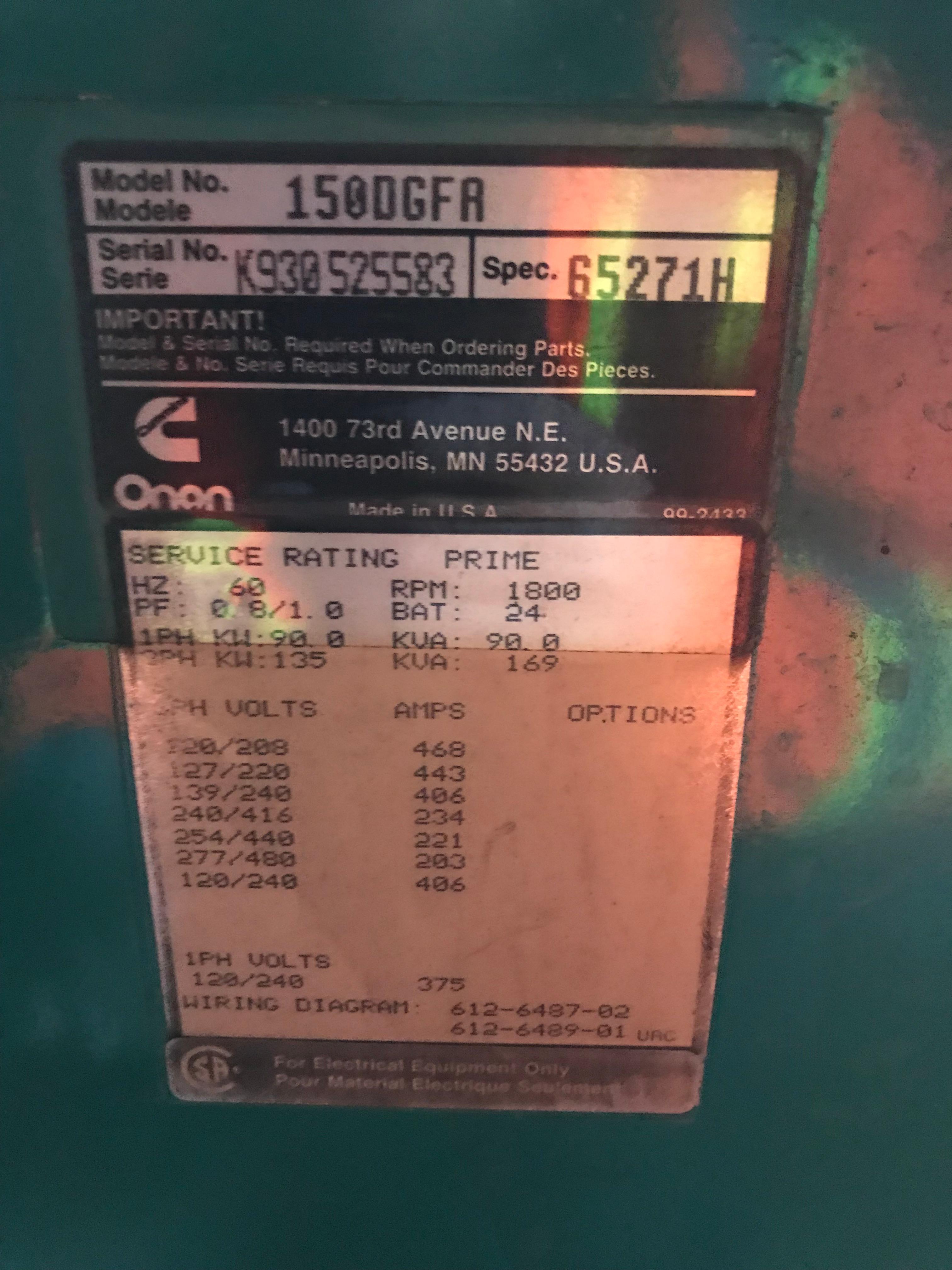 One (1), 270kW Portable Cummins/Onan Generator - Unit #900014