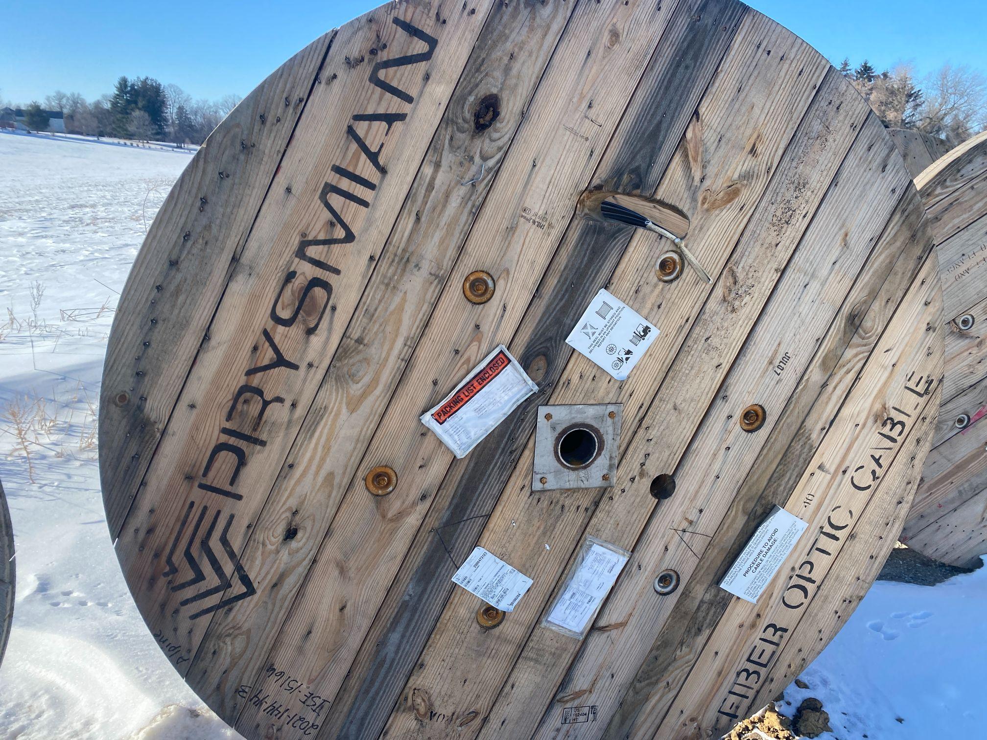 Spool of fiber optic cable
