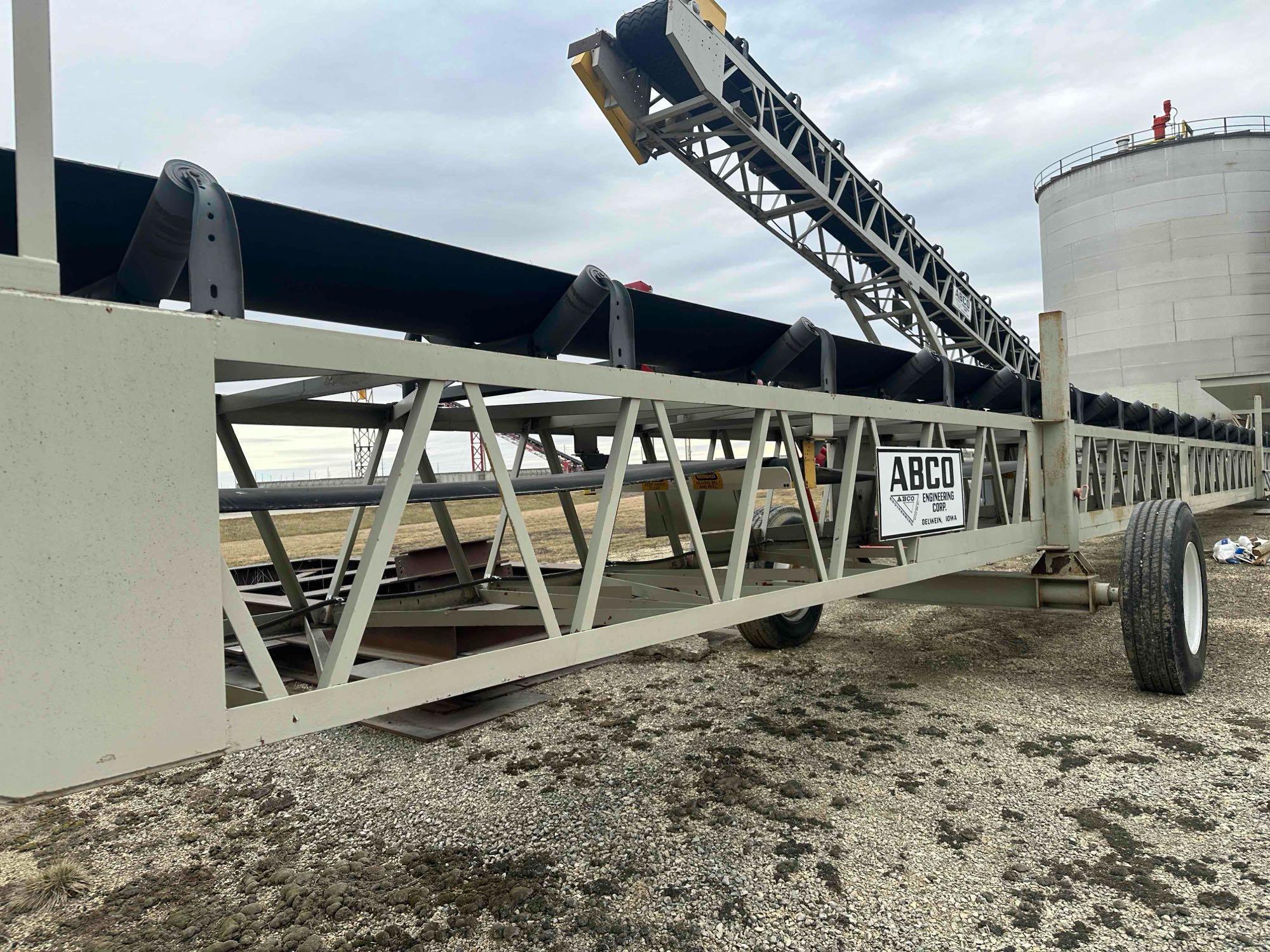 2016 ABCO 30inx100ft Field Stacking Conveyor with 10.3 CU YD Hopper