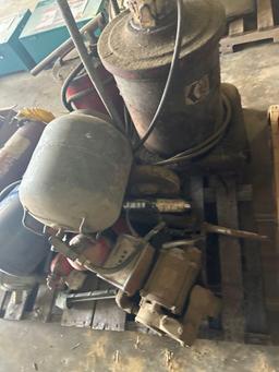 Pallet of Misc Air Bombs, Fire Extinguishers, Grease Guns