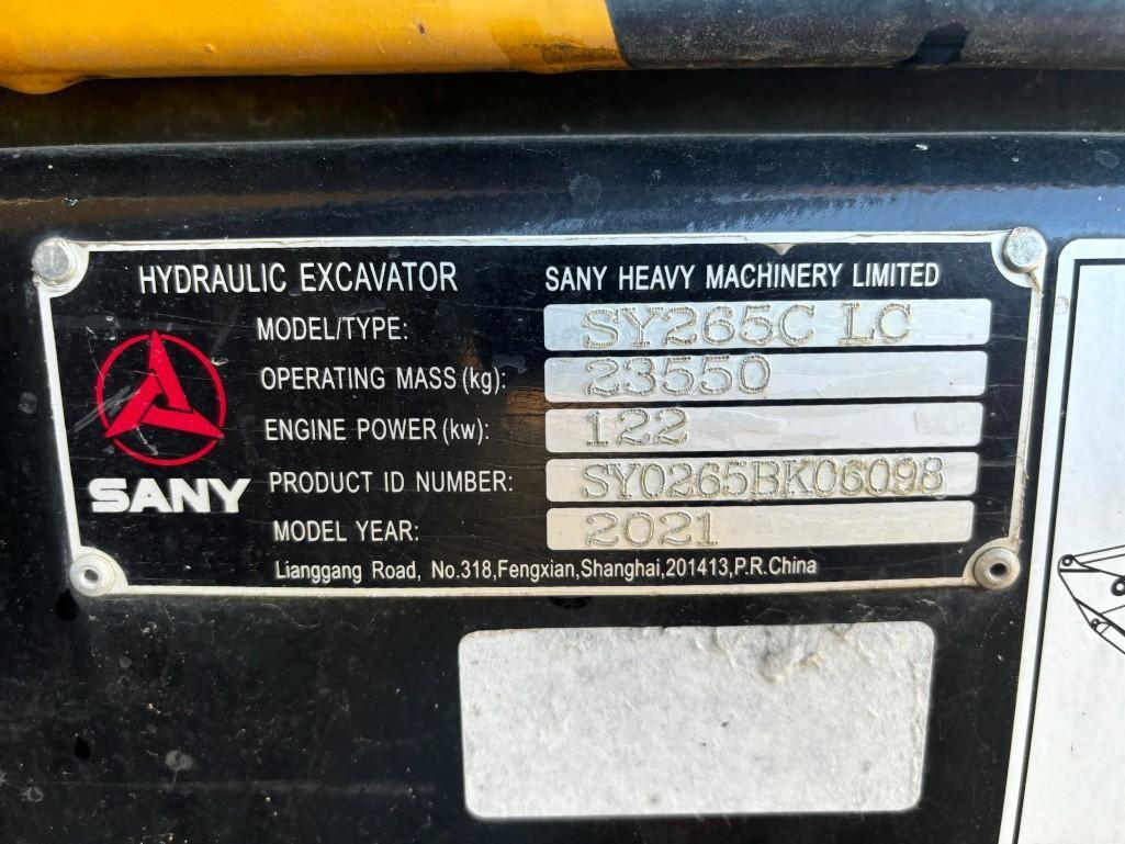 2021 Sany SY265C LC Excavator