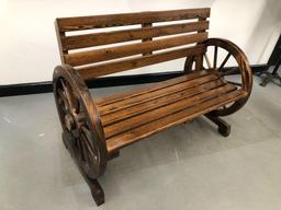Wooden Wagon Wheel Bench