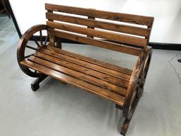 Wooden Wagon Wheel Bench