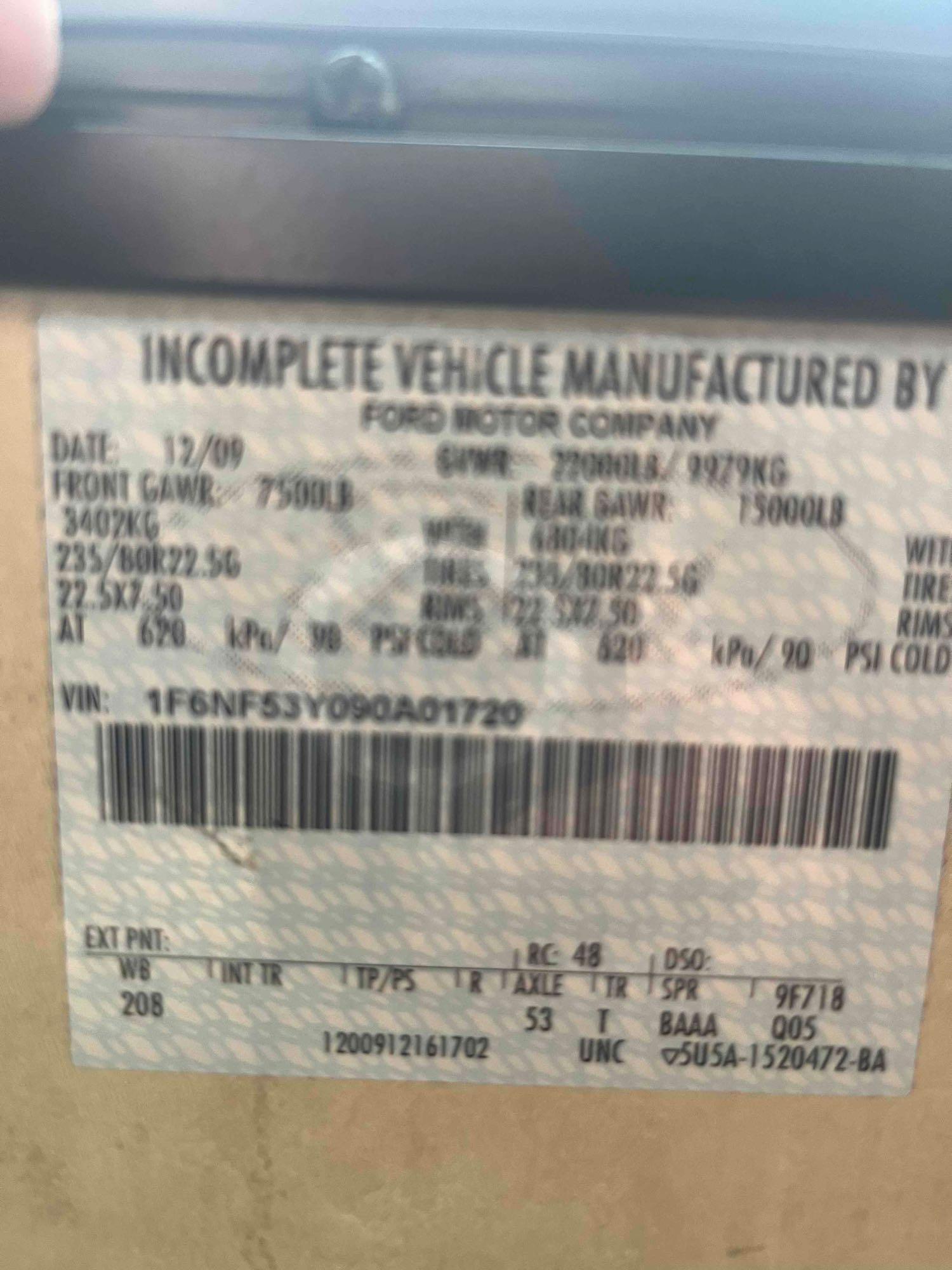 2009 Ford F53 RV, VIN # 1F6NF53Y090A01720