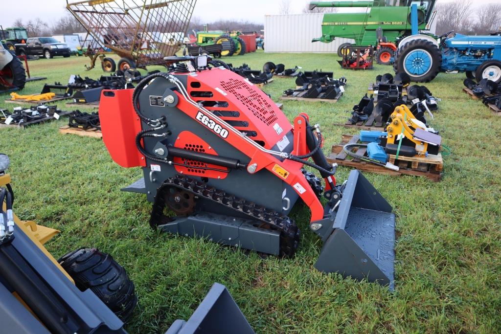 130-4 NEW EGN EG360 Mini Tracked Stand On Skid Steer w/ Bucket