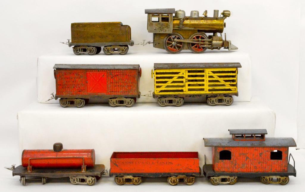 Antique Elektoy standard gauge tinplate steam freight set