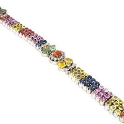 Custom-Crafted Fancy Sapphire and Diamond Bracelet