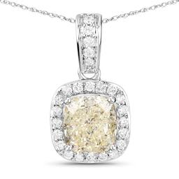 GIA 2.01 CT Cushion Diamond Fancy Halo Pendant