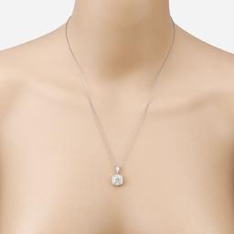 GIA 2.01 CT Cushion Diamond Fancy Halo Pendant