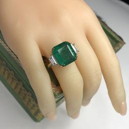 Extraordinary 12.7 CT GIA Emerald and Diamond Ring