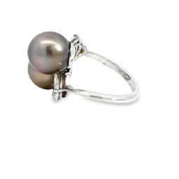 Tahitian Pearl & Pear-Cut Diamond Toi et Moi Ring