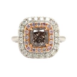 GIA Fancy Pink-Brown Diamond in Tiered Halo Ring