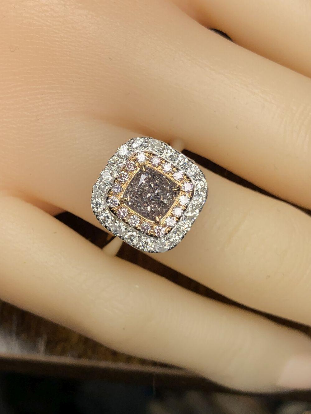 GIA Fancy Pink-Brown Diamond in Tiered Halo Ring