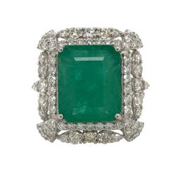 GIA 8.84 CT Emerald & Elegant Diamond Frame Ring