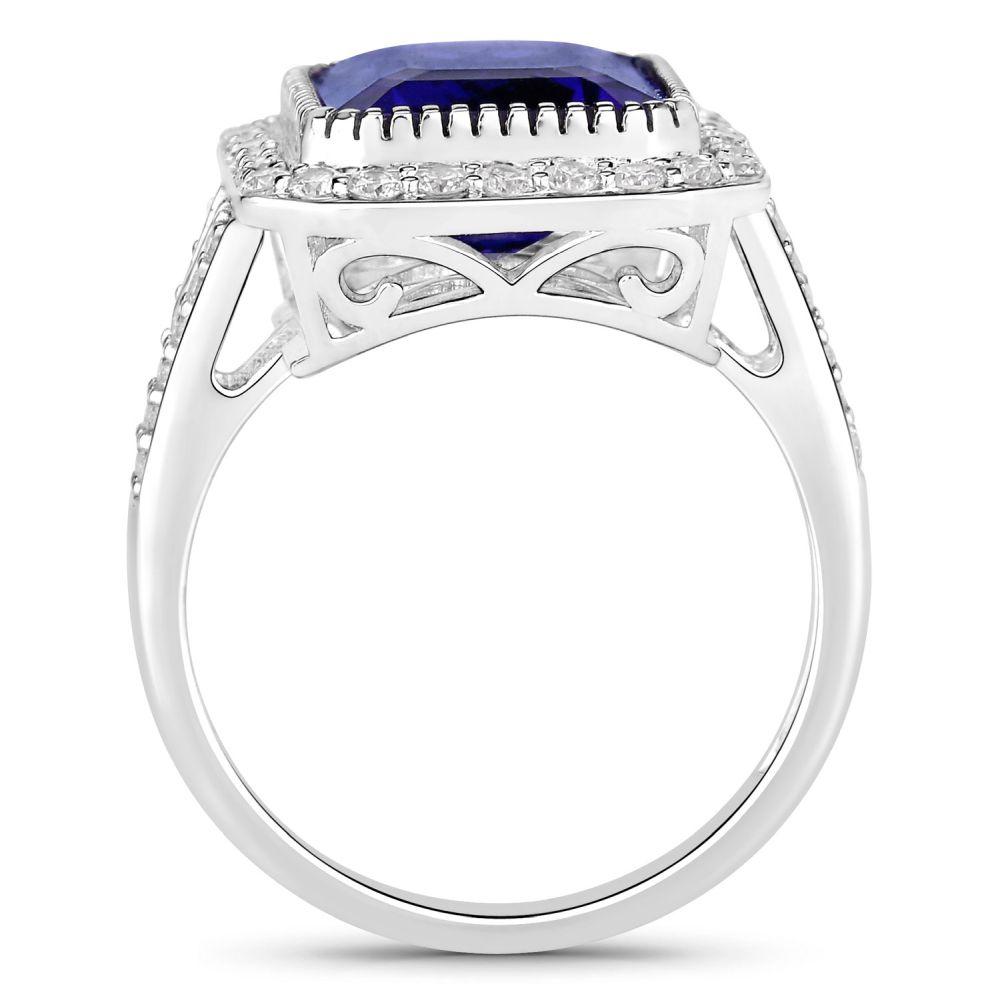 Stunning Crown-Set Tanzanite and Diamond Halo Ring