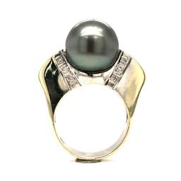 Tahitian Pearl and Diamond Eclipse Ring