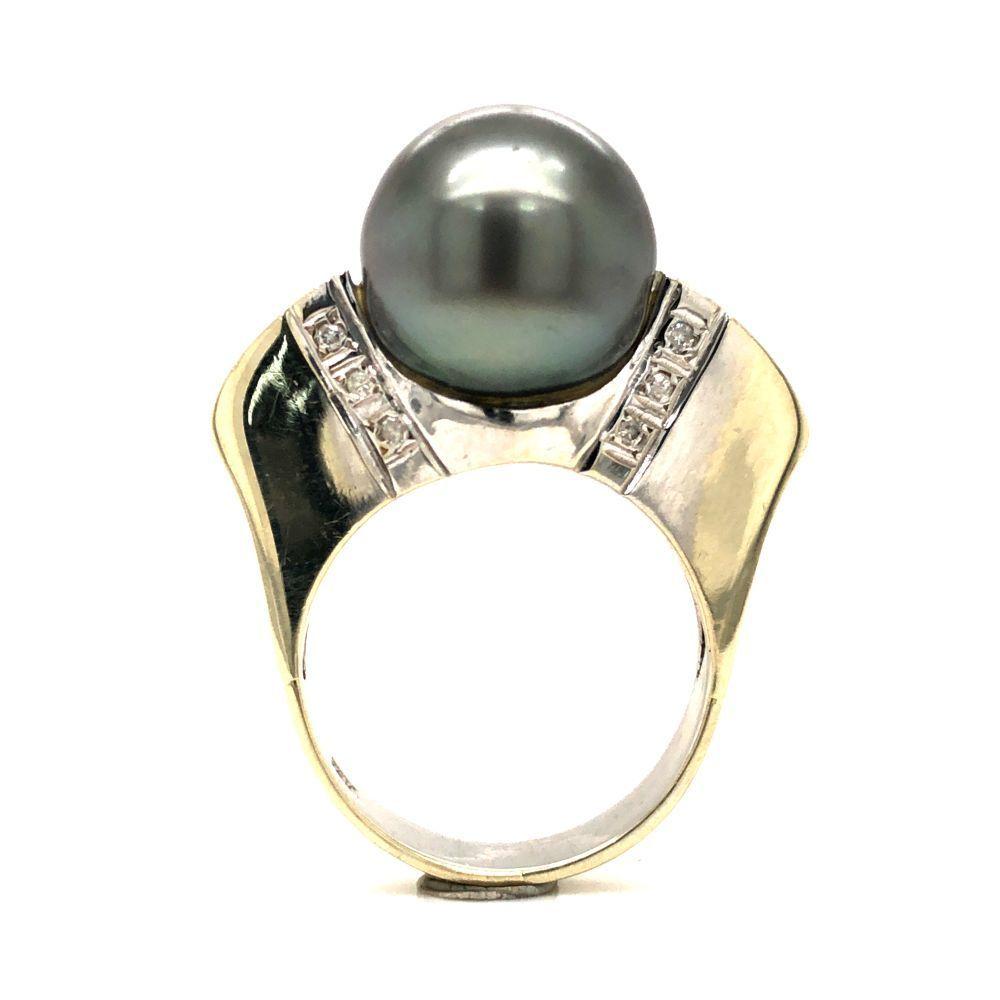 Tahitian Pearl and Diamond Eclipse Ring