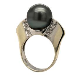 Tahitian Pearl and Diamond Eclipse Ring
