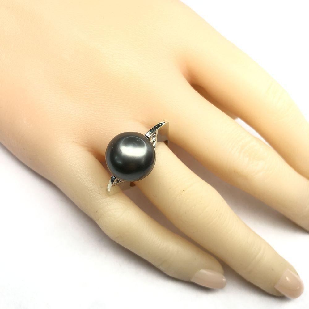 Tahitian Pearl and Diamond Eclipse Ring