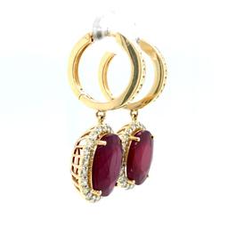 Glamorous Ruby Composite & Diamond Dangle Earrings