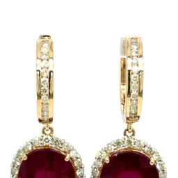 Glamorous Ruby Composite & Diamond Dangle Earrings