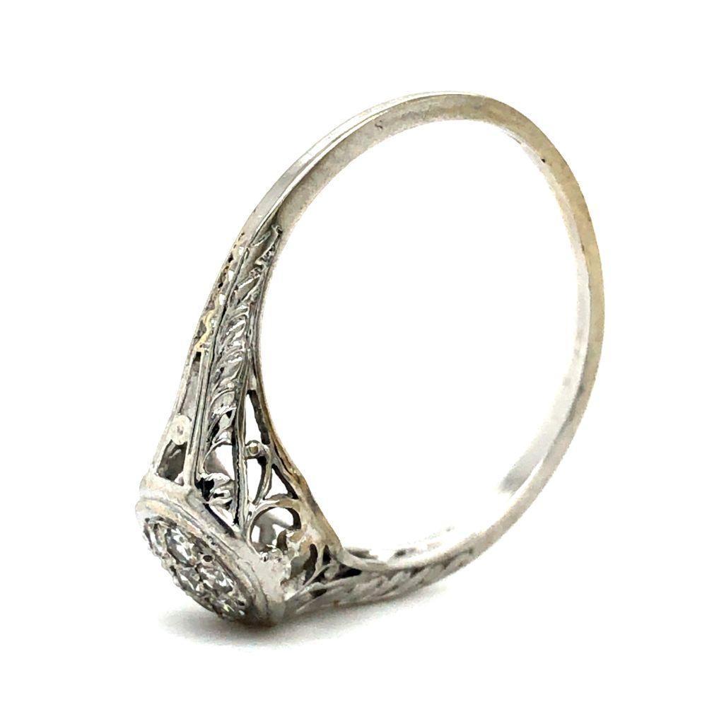 14k White Gold Art Deco Diamond Engagement Wedding Ring