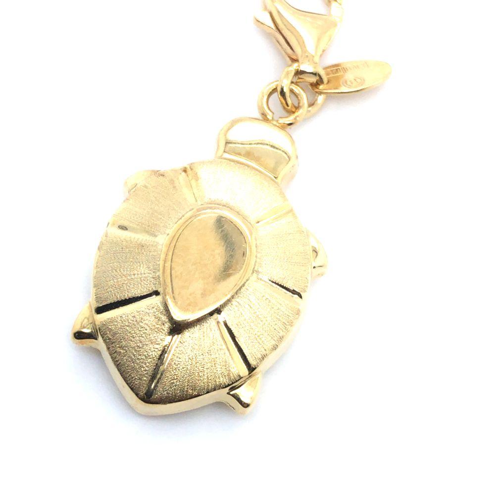 Designer 18k Yellow Gold Italian Puffy Turtle Charm Enhancer Pendant