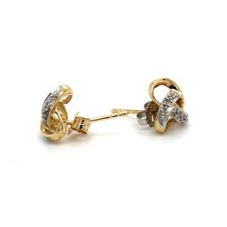 14k Yellow Gold Diamond Knot Stud Earrings