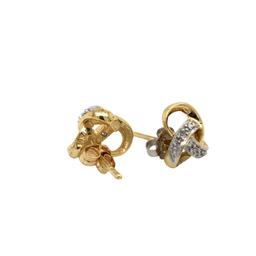 14k Yellow Gold Diamond Knot Stud Earrings
