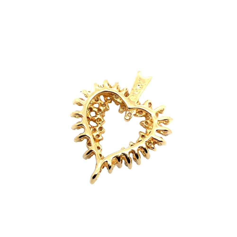 10k Yellow Gold Diamond Heart Cluster Pendant
